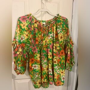 ODDY Floral Green Blouse